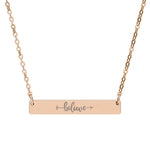 Engraved "Believe" Bar Necklace