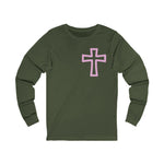 Pink Outline Cross Long Sleeve Tee