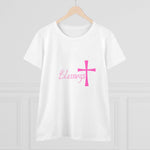Blessings Cross Tee — Women's Pink Faith T-Shirt