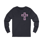 Pink Outline Cross Long Sleeve Tee