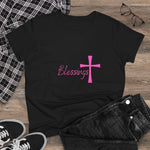 Blessings Cross Tee — Women's Pink Faith T-Shirt