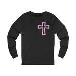 Pink Outline Cross Long Sleeve Tee