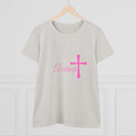 Blessings Cross Tee — Women's Pink Faith T-Shirt