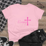 Blessings Cross Tee — Women's Pink Faith T-Shirt