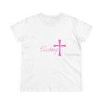 Blessings Cross Tee — Women's Pink Faith T-Shirt