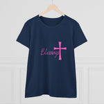 Blessings Cross Tee — Women's Pink Faith T-Shirt