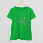 Blessings Cross Tee — Women's Pink Faith T-Shirt