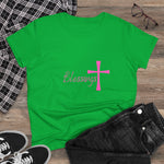 Blessings Cross Tee — Women's Pink Faith T-Shirt