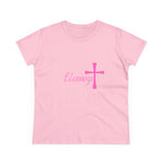 Blessings Cross Tee — Women's Pink Faith T-Shirt