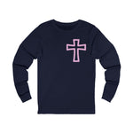 Pink Outline Cross Long Sleeve Tee