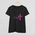 Blessings Cross Tee — Women's Pink Faith T-Shirt